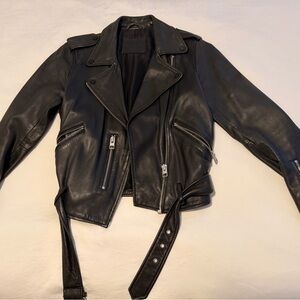 All Saints Black Leather Biker Jacket